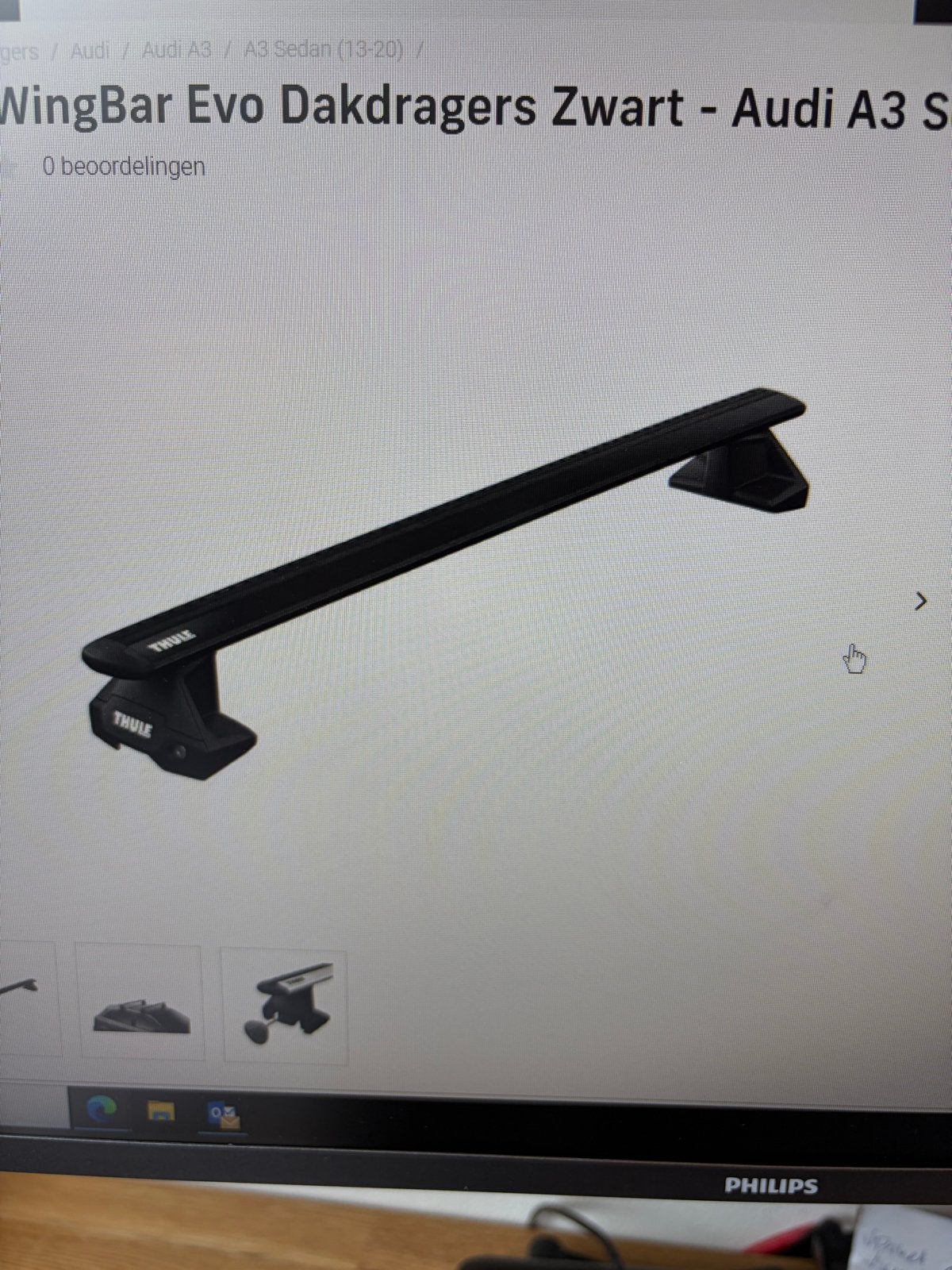 Thule WingBar Evo Dakdragers Zwart Audi A3/S3/RS3 Sedan 8V, Auto diversen, Ophalen of Verzenden, Zo goed als nieuw