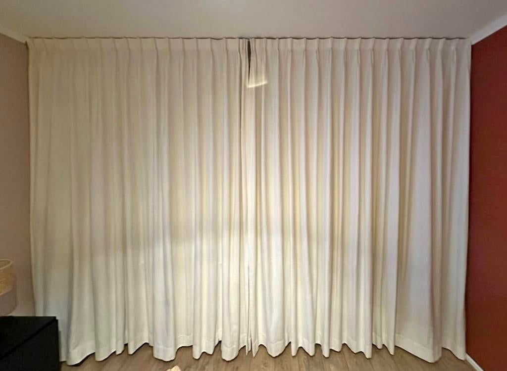 Gordijnen 250x180 cm - Fijne stof, verstelbaar, Ophalen of Verzenden, Gebruikt, Crème