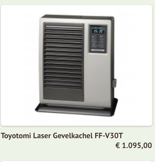 Toyotomi Laser Gevelkachel FF-V30T Werkend te bezichtigen, Huis en Inrichting, Gebruikt, Overige brandstoffen, Gevelkachel, Ophalen of Verzenden