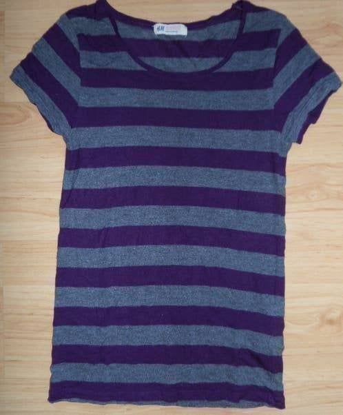 Paars/ grijs gestreept viscose shirtje van H&M maat 158/164, Ophalen of Verzenden, Zo goed als nieuw, Meisje, Shirt of Longsleeve