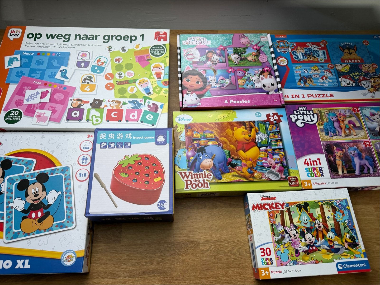 Grote set educatieve spellen en puzzels voor kinderen, Ophalen of Verzenden, 10 tot 50 stukjes, Gebruikt, 2 tot 4 jaar