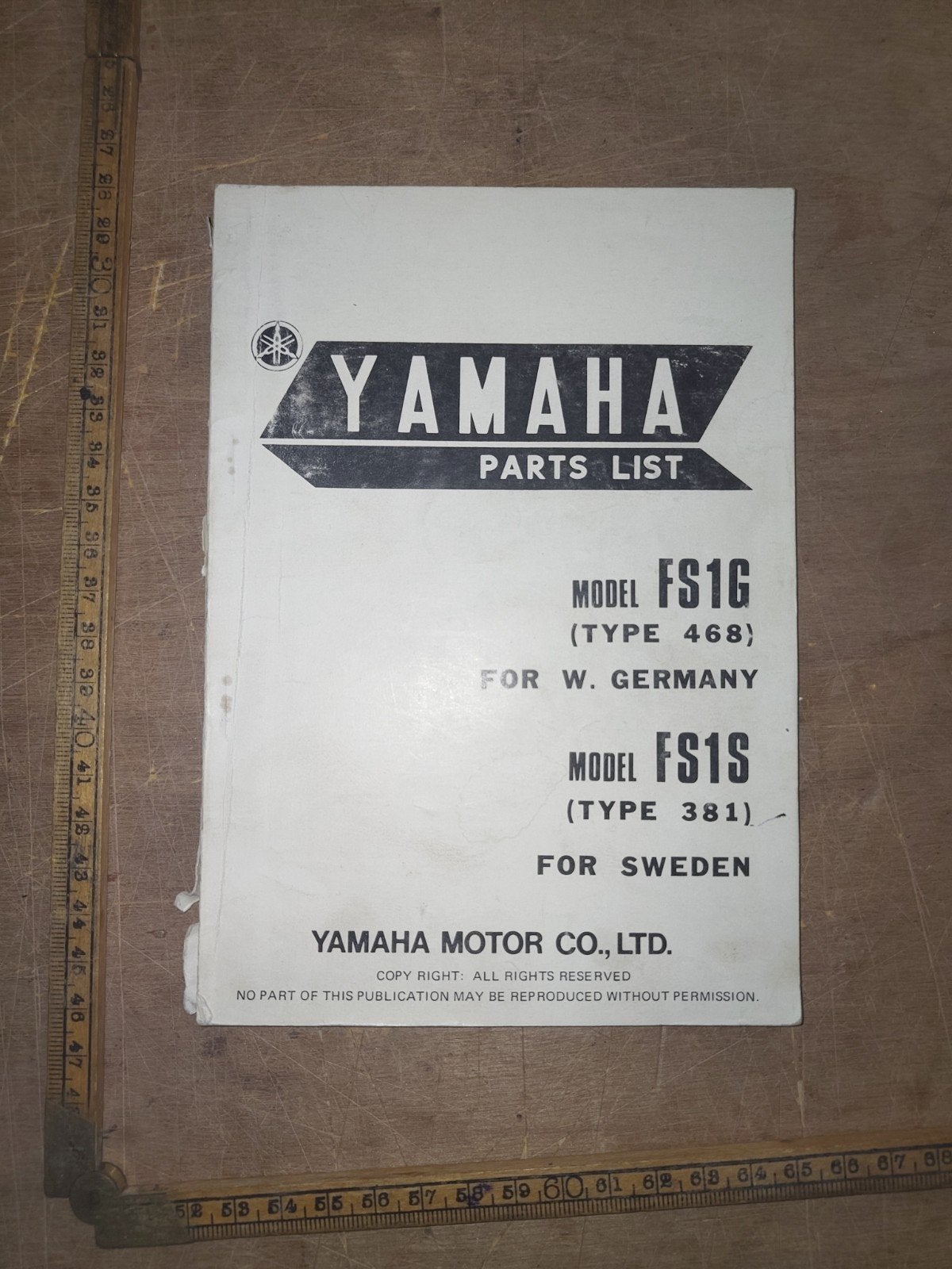 Onderdelen Catalogus Yamaha Fs1.  1975, Ophalen of Verzenden