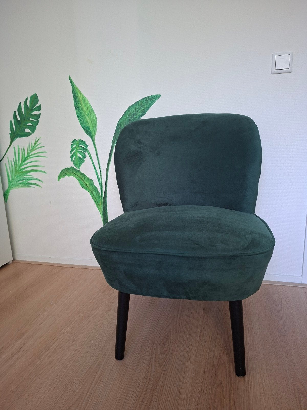 Stoel in donker groen van zachte fluweel stof, Ophalen, Overige kleuren, Zo goed als nieuw, Eén