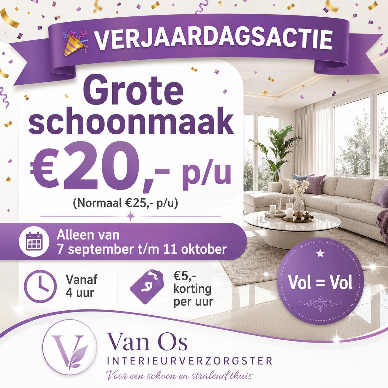 Grote schoonmaak met €5 korting per uur | Tijdelijke actie!