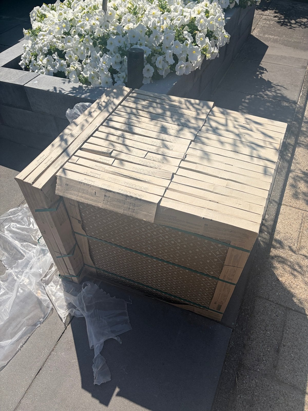 Keramische tuintegels 60x60x3cm antraciet 12,5m2 + blokken, Tuin en Terras, Tegels en Klinkers, Ophalen, Gebruikt, Keramiek, 10 m² of meer