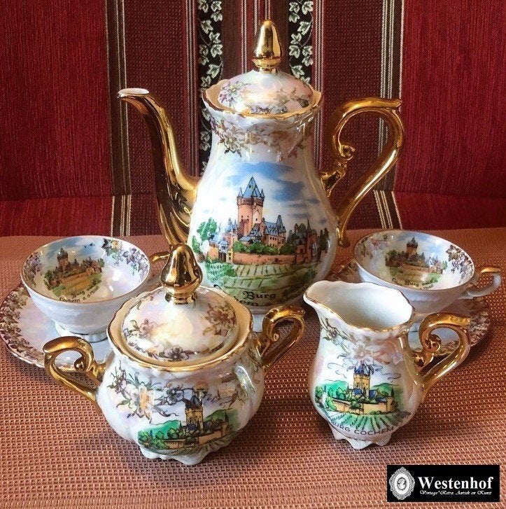Gemerkt oude mokka servies set koffie theeservies Bavaria, Antiek en Kunst, Ophalen of Verzenden