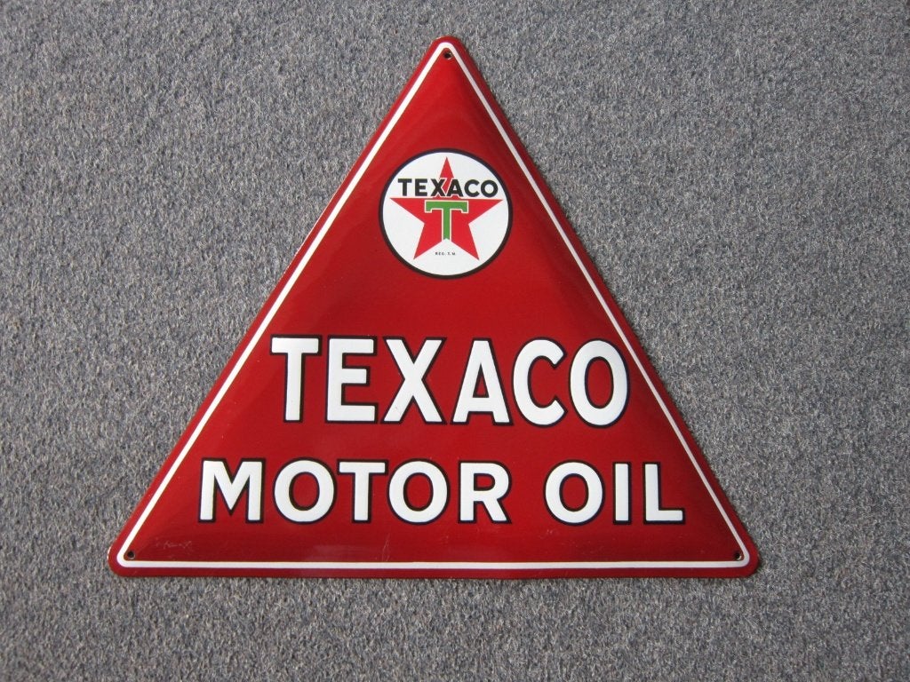 TEXACO EMAILLE RECLAMEBORD, Verzamelen, Ophalen, Zo goed als nieuw, Reclamebord