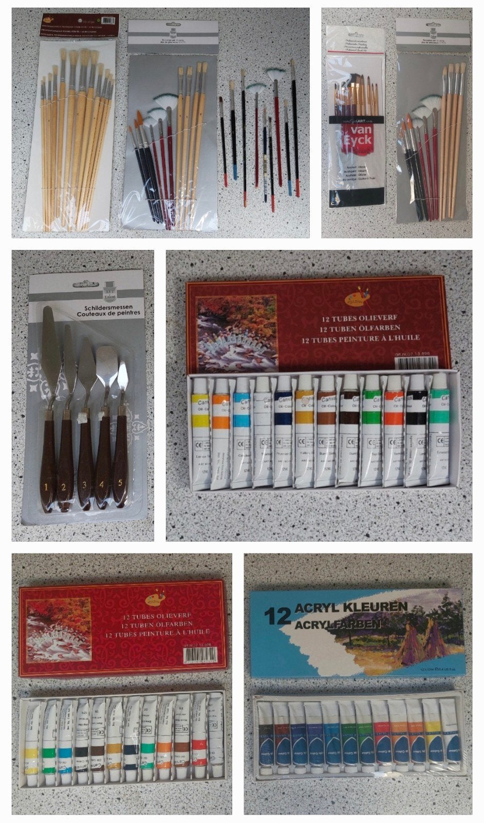 Diverse penselenset & olieverf Alles voor €20, Hobby en Vrije tijd, Schilderen, Ophalen of Verzenden, Nieuw, Olieverf