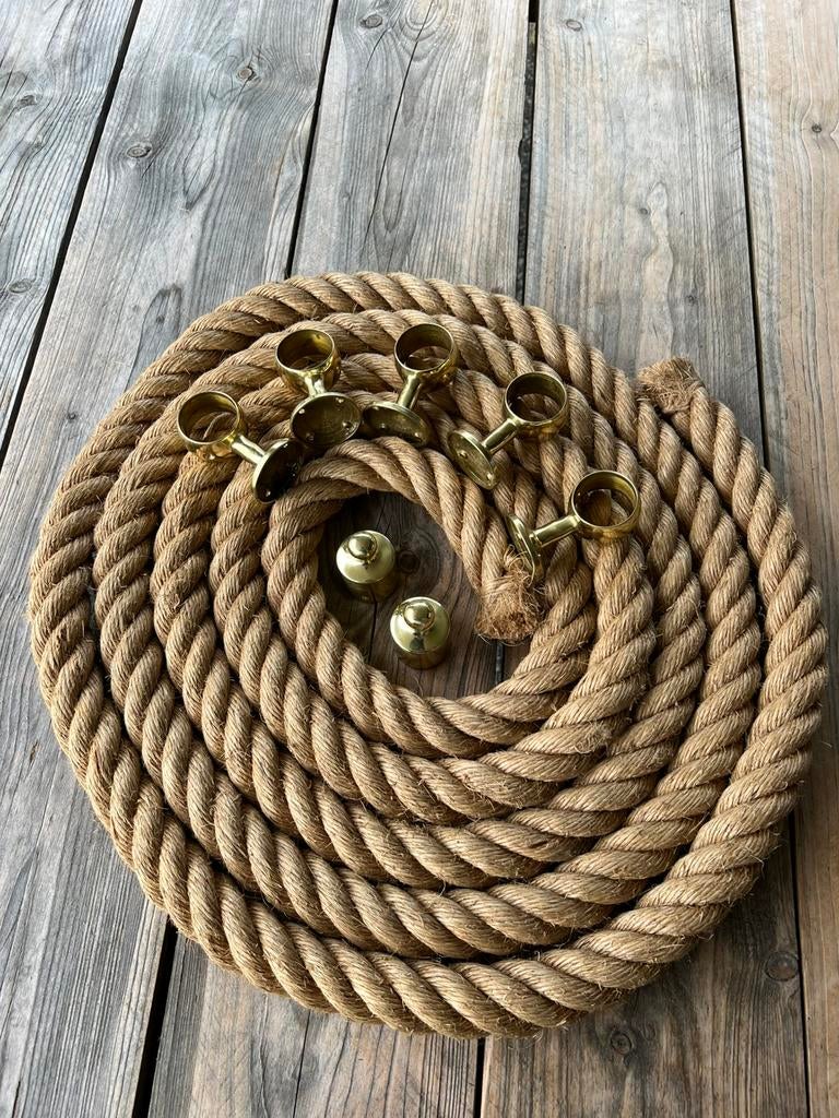 NIEUW 6 m Trapleuning Touw 4 cm + 5 Messing Ogen 2 x Einddop, Ophalen of Verzenden, Nieuw, 4 meter of meer