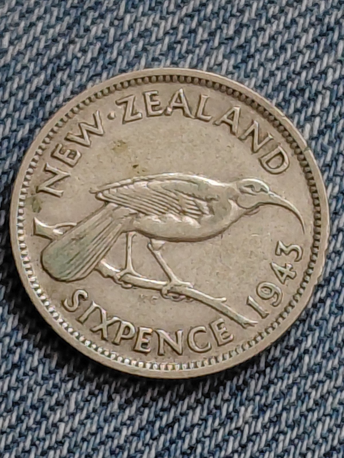 Nieuw-Zeeland 6 Pence 1943 George VI  - Zilver, Verzenden, Losse munt, Zilver