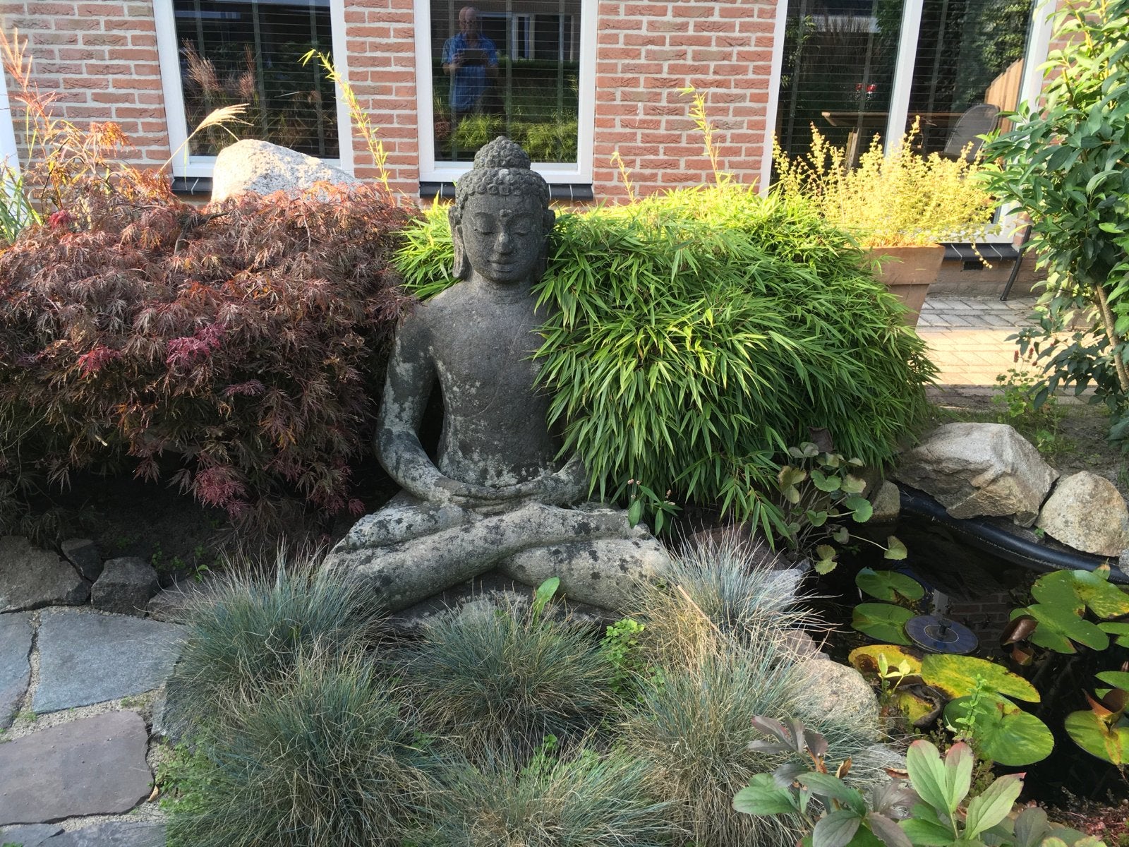 Groot Boeddhabeeld van lavasteen - 102 cm - Java, Ophalen, Gebruikt, P, Massief