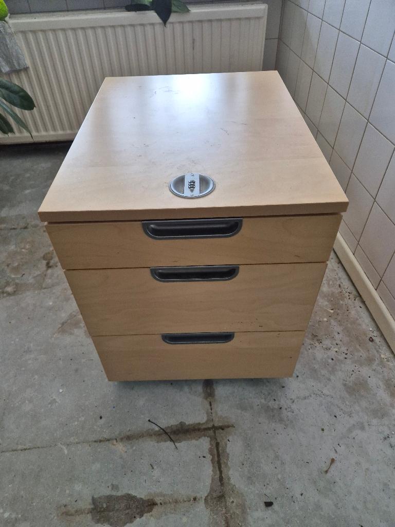 IKEA GALANT Ladeblok op wielen (met werkend cijferslot), Huis en Inrichting, Kasten | Ladekasten, Ophalen, Eikenhout, 50 tot 100 cm