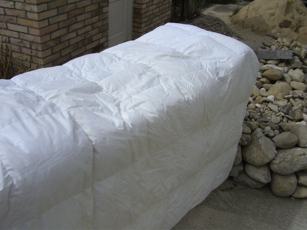 donzen dekbed 180x150, Gebruikt, Eenpersoons, Wit, Dons en Veren