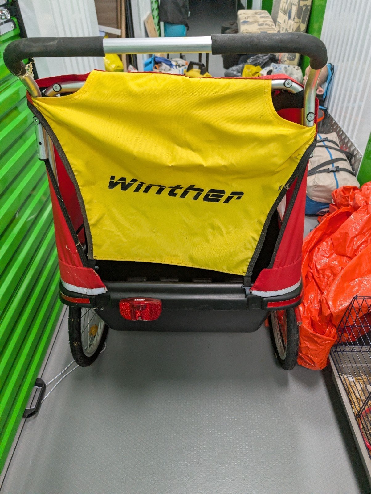 Winther Kinderfietskar - Rood/Geel, Ophalen, Gebruikt, Kinderkar, 40 tot 60 kg