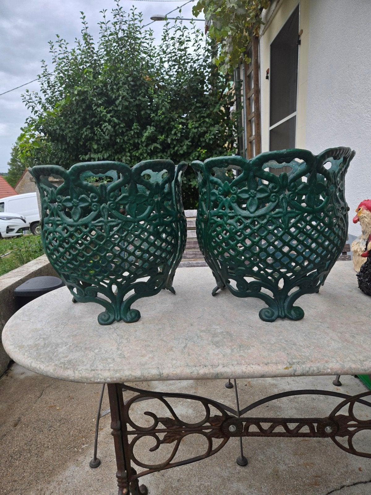 Decoratieve gietijzeren plantenbak - Groen, Antiek en Kunst, Ophalen