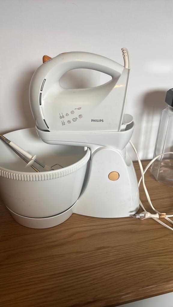 Philips Handmixer met Draaiende Kom - Wit, Witgoed en Apparatuur, Keukenmixers, Gebruikt, Minder dan 1 liter, 3 snelheden of meer