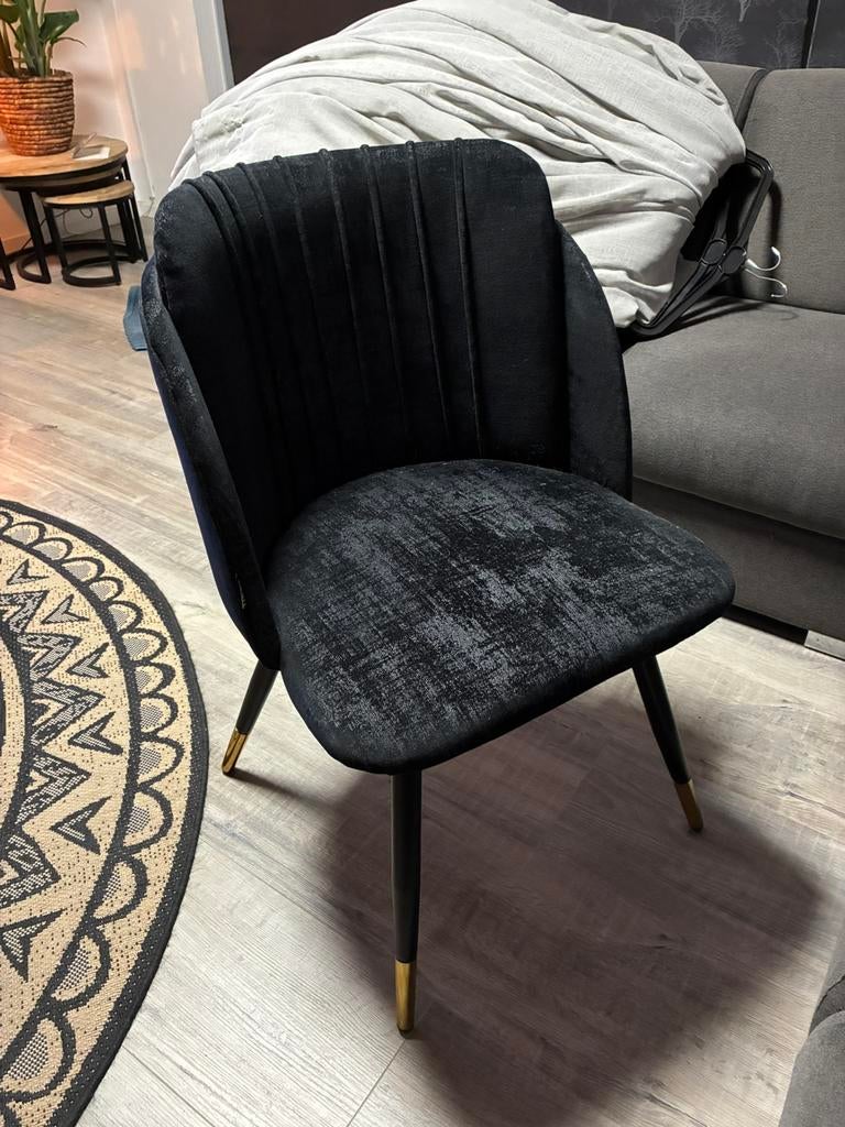 Zwarte kuip stoel totaal 4 stuks, Ophalen, Zo goed als nieuw, Minder dan 75 cm, 50 tot 75 cm