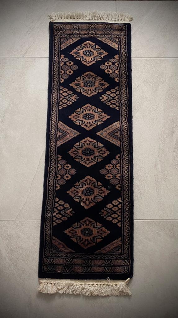 Karachi Worsted Tapijt/Loper - 94x30 cm, Minder dan 50 cm, 50 tot 100 cm, Bruin, Ophalen of Verzenden