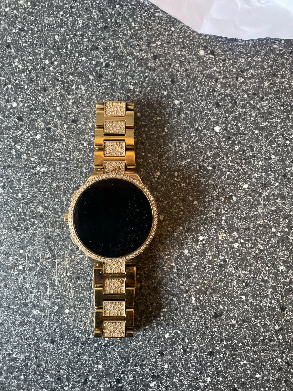 Michael Kors Smartwatch Goud met Strass-steentjes, Overige merken, Gebruikt, Staal, Verzenden