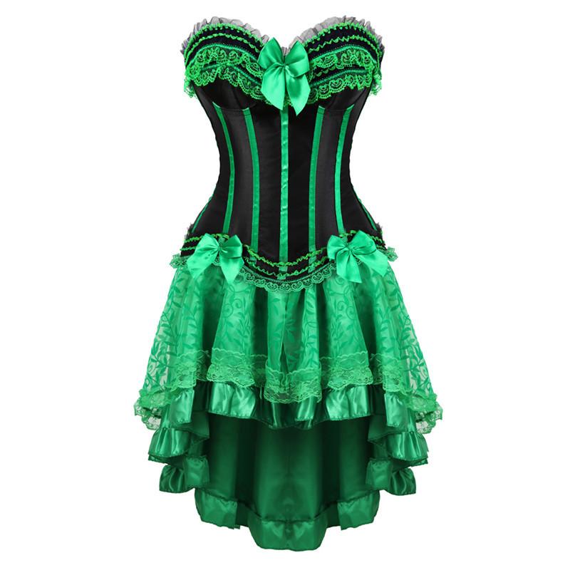 Groene burlesque korset jurk victoriaanse middeleeuwse, Verzenden, Nieuw, Pak of Jurk