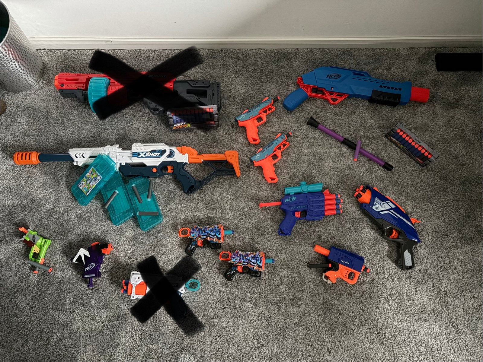 Nerf en X-Shot Blaster Set met Accessoires, Ophalen, Gebruikt, Jongen of Meisje