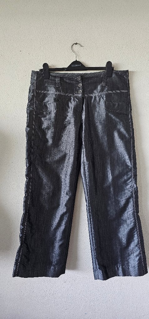 Luisa Cerano metallic zilveren wijde broek maat 44 (26425), Overige kleuren, Maat 46/48 (XL) of groter, Ophalen of Verzenden, Zo goed als nieuw