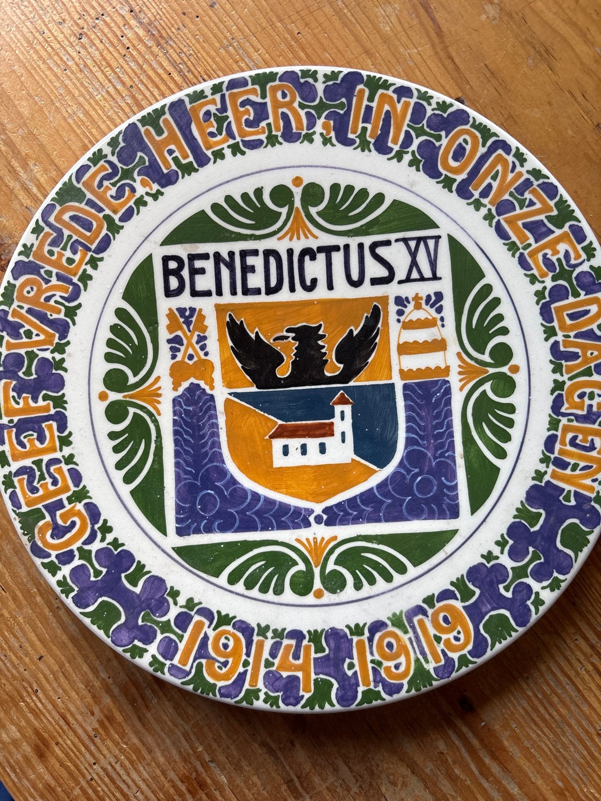 Antiek Herdenkingsbord Benedictus XV 1914-1919, Ophalen
