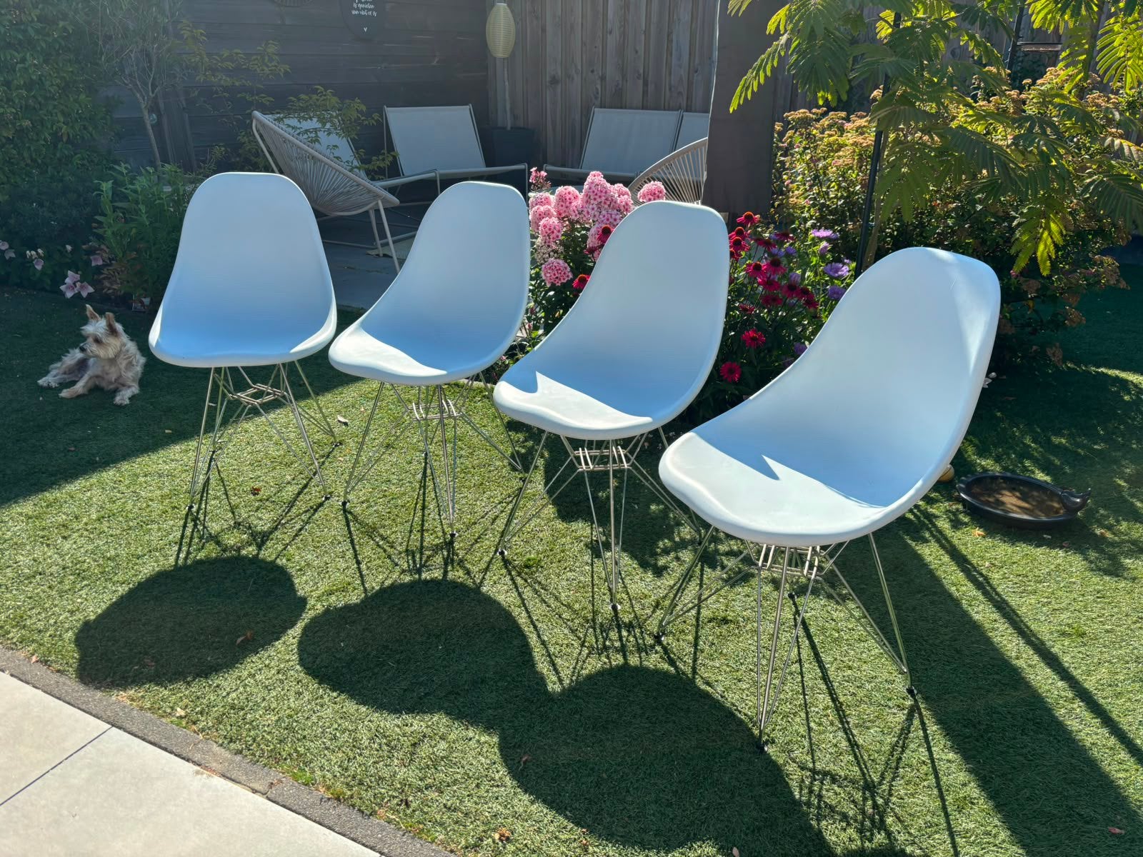 4 witte eetkamerstoelen, Ophalen, Kunststof, Gebruikt, Wit