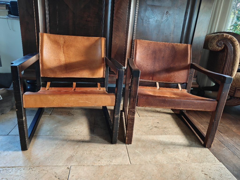 Set van 2 ’Diana' Safari chairs - Karin Mobring (jaren '70), Ophalen, Gebruikt, Minder dan 75 cm, Vintage '70s