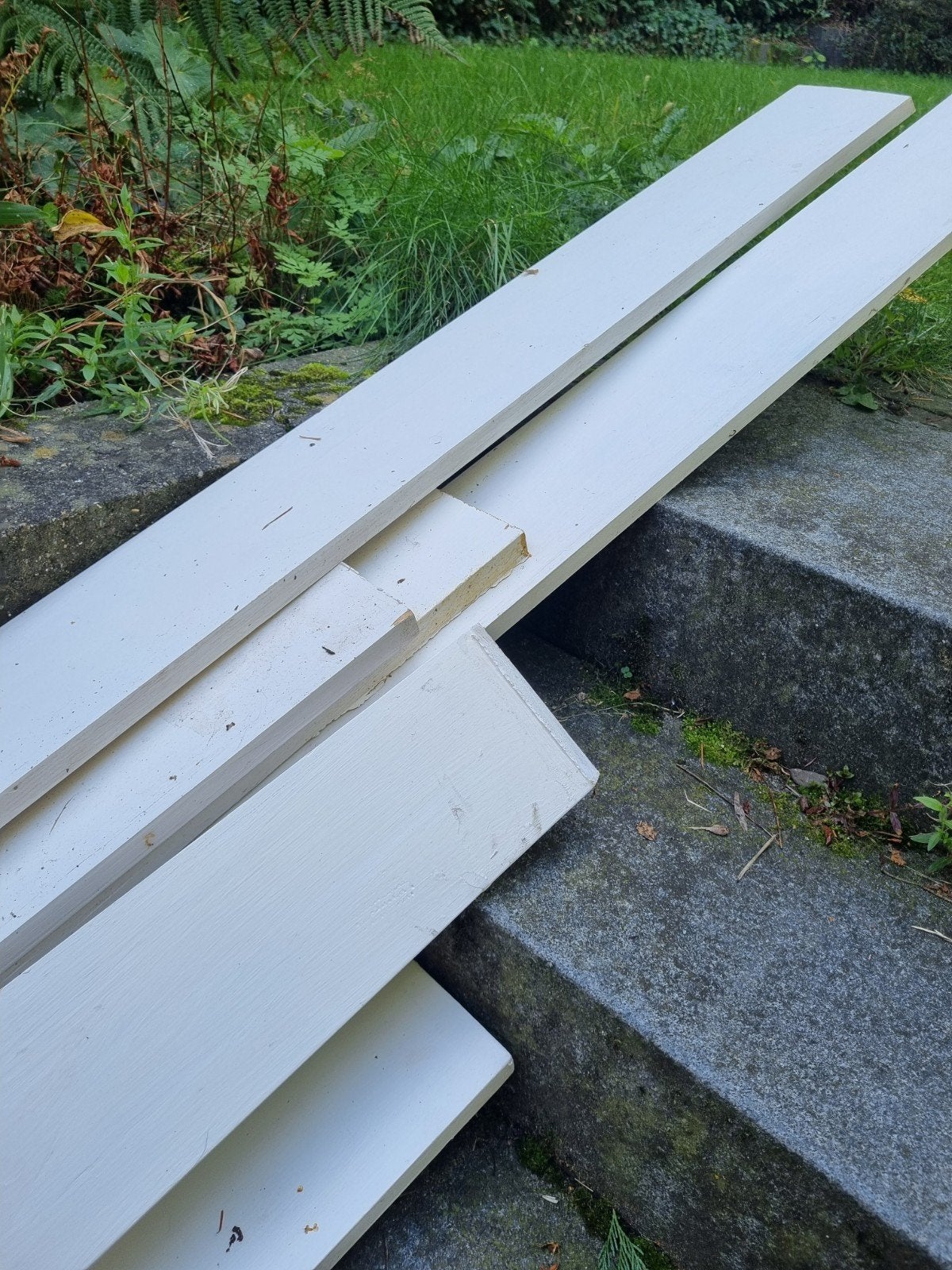 Witte houten planken, gebruikt, diverse lengtes, Doe-het-zelf en Verbouw, Ophalen, Gebruikt, Minder dan 25 mm, 250 tot 300 cm
