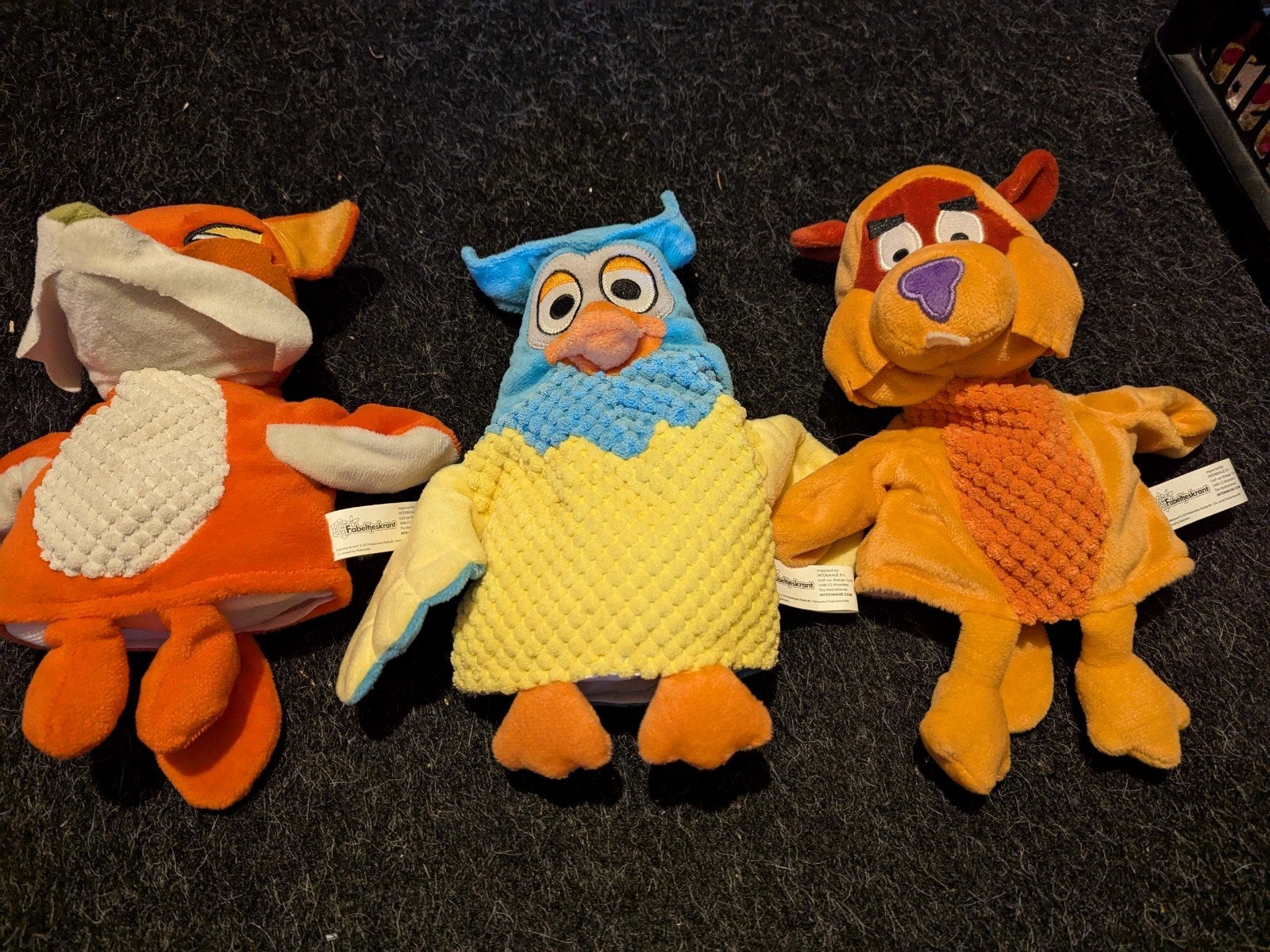 Meneer de Uil handpoppen - Set van 4, Gebruikt, Overige merken, Overige karakters, Overige typen