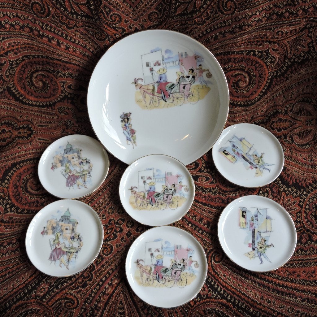 Gebakset set van 6 petit four schaal Fürstenberg1950-1960, Ophalen of Verzenden