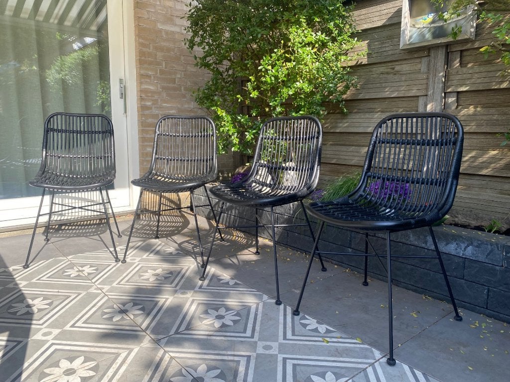 stoelen rotan, Ophalen, Gebruikt, Zwart, Metaal