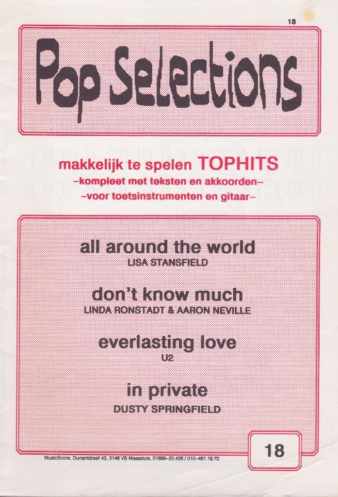 Pop Selections - TOPHITS 18, Gebruikt, Ophalen of Verzenden, Artiest of Componist, Keyboard
