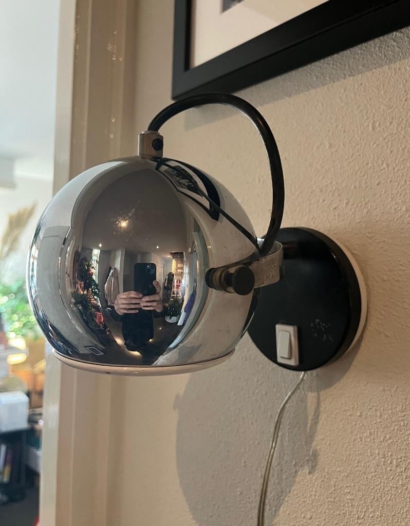 Space Age "eyeball" visoog wandlamp, Ophalen of Verzenden, Gebruikt, Metaal, Space age