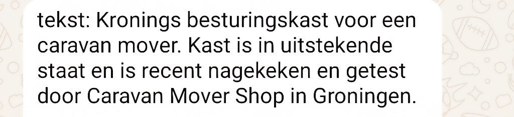 Kronings besturingskast mover caravan, Ophalen of Verzenden, Zo goed als nieuw
