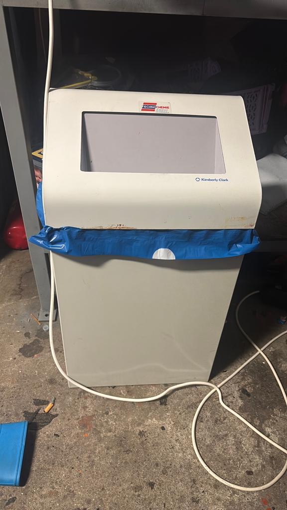 9x Kimberly-Clark metalen afvalbak / swing-top prullenbak, 40 liter of meer, Ophalen, Gebruikt, Rvs