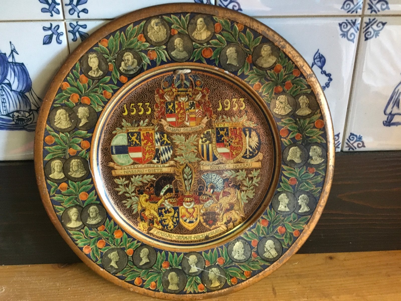 Blikken Gedenkbord 400 Jaar Oranje 1533-1933, Ophalen of Verzenden