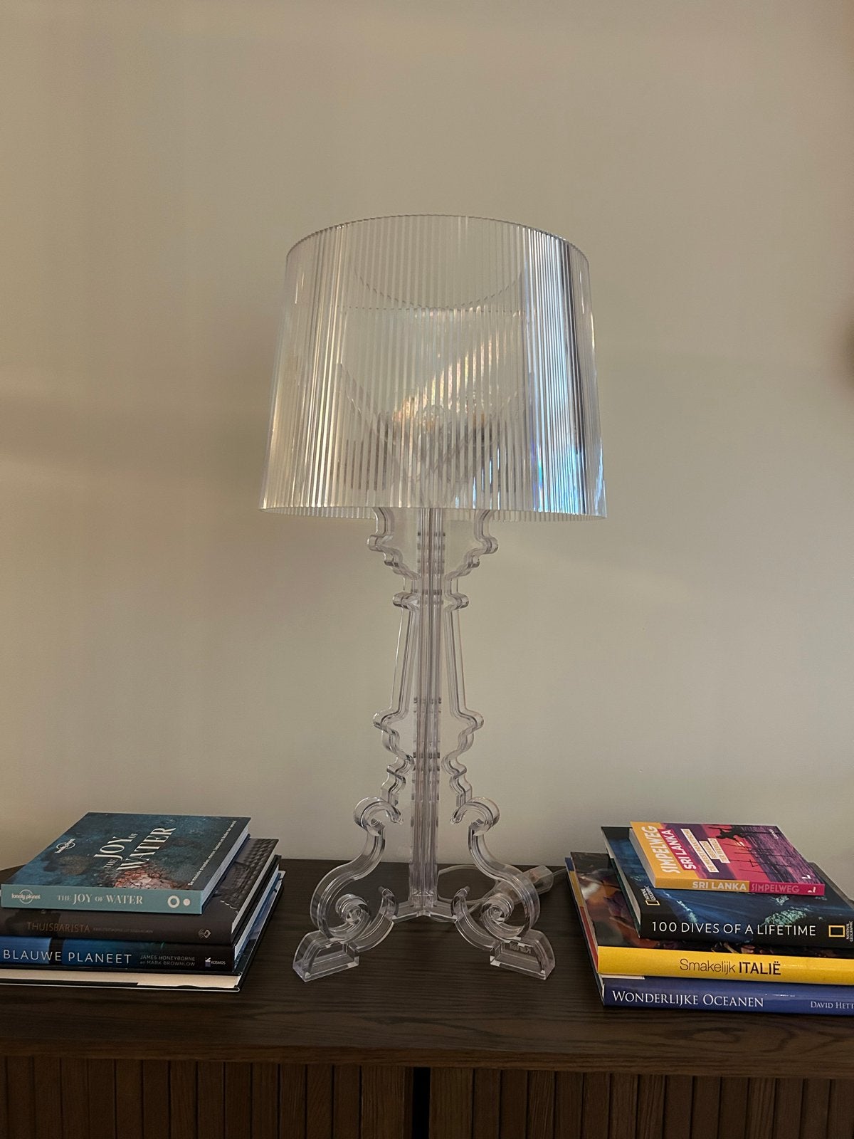 Kartell Bourgie Tafellamp - Transparant/ Crystal, Huis en Inrichting, Lampen | Tafellampen, Ophalen, Zo goed als nieuw, Kunststof