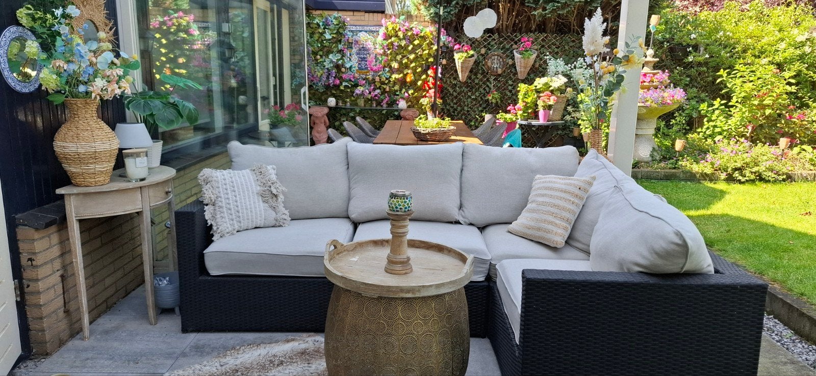 Moderne  Loungeset met Comfortabele Kussens, Ophalen, Wicker
