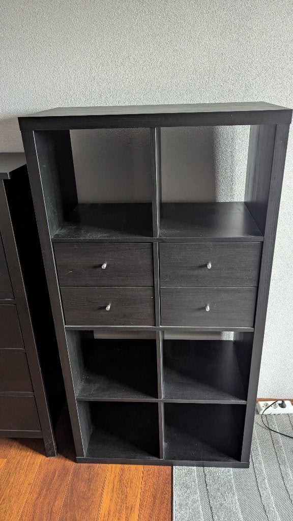 Kallax zwart met lades, Huis en Inrichting, Kasten | Ladekasten, Ophalen, Gebruikt, 100 tot 150 cm, 50 tot 100 cm