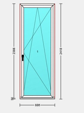 Nieuwe Finstral draaikiepdeur, houtnerf wit, triple glas, Ophalen, Nieuw, Gevelraam of Ruit, 160 cm of meer