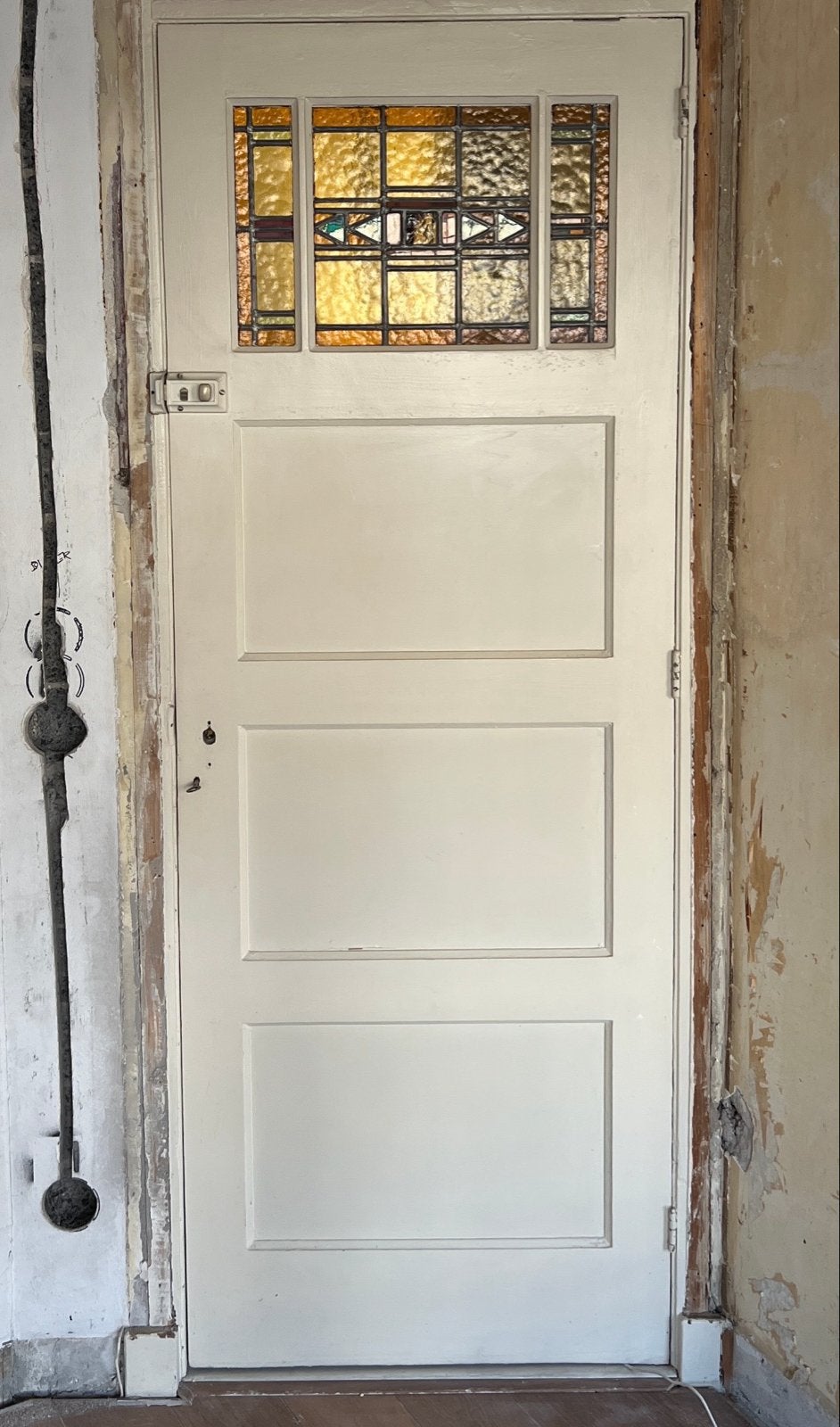 Jaren '30 Glas in Lood Binnendeur - 210,5x77,5 cm, Doe-het-zelf en Verbouw, Deuren en Horren, Ophalen, Gebruikt, Minder dan 80 cm