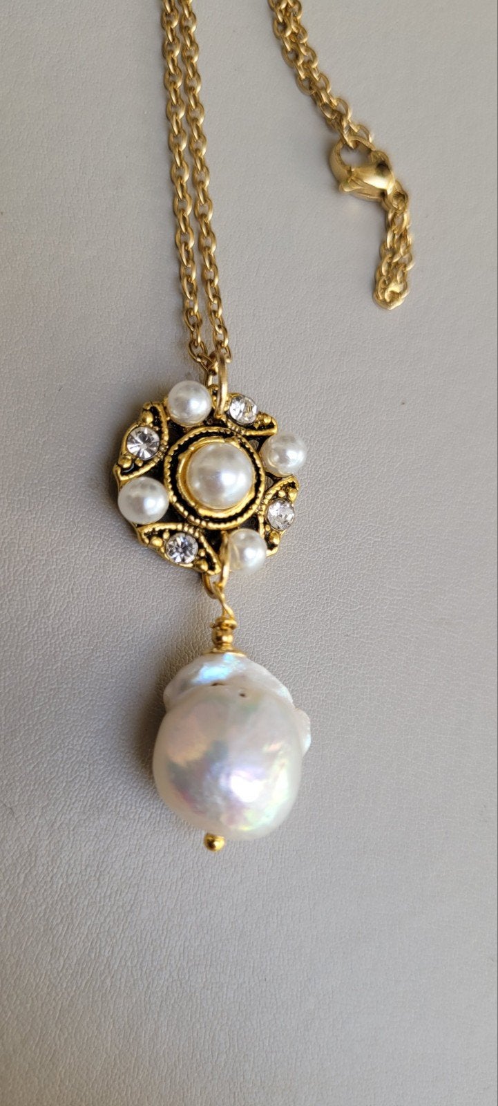 Ketting met barok parel, Overige materialen, Met edelsteen, Ophalen of Verzenden, Zo goed als nieuw