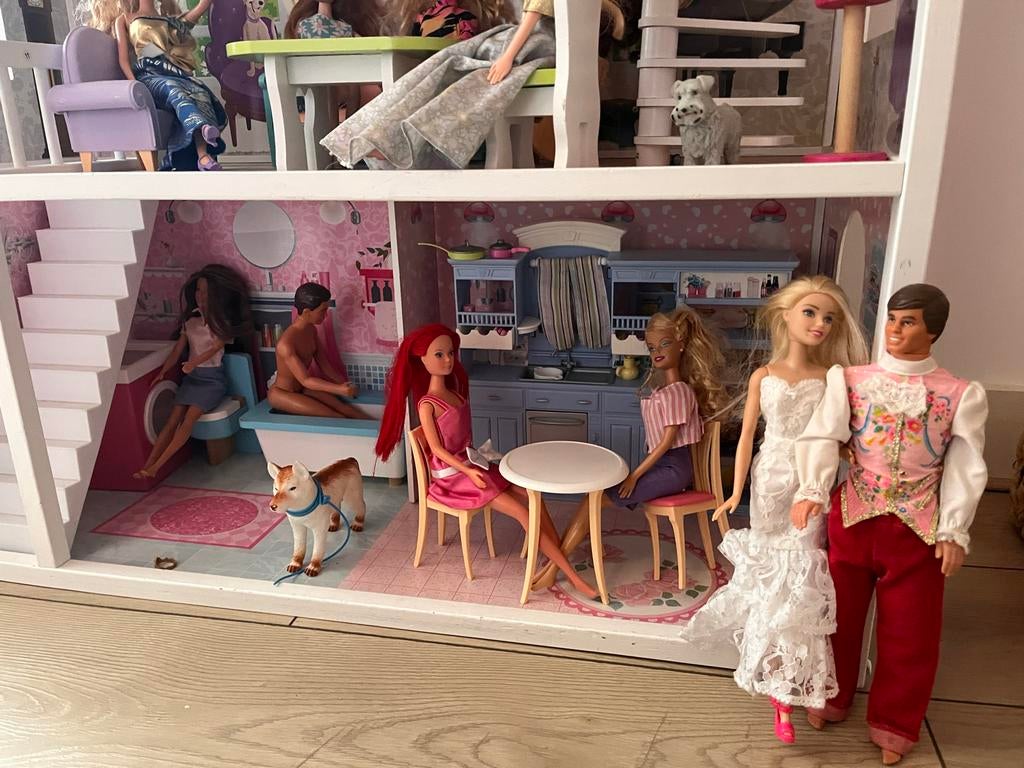 Grote set Barbie huis met veel poppen en accessoires, Kinderen en Baby's, Speelgoed | Poppenhuizen, Ophalen of Verzenden, Poppenhuis