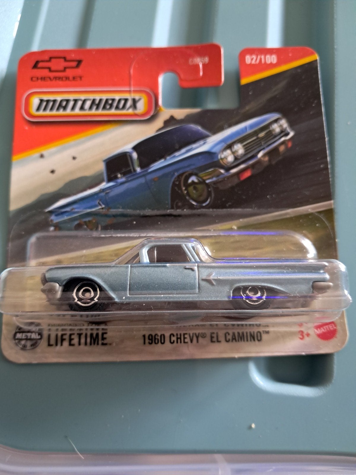 Matchbox 1960 Chevy El Camino licht blauw nieuw in verpakkin, Ophalen of Verzenden, Nieuw, Auto