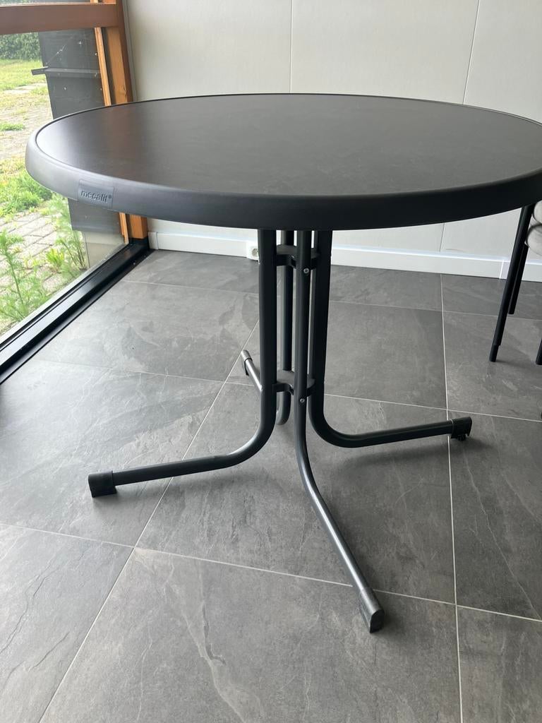 Mecalit klaptafel, Ophalen, Zo goed als nieuw, Rond, Kunststof