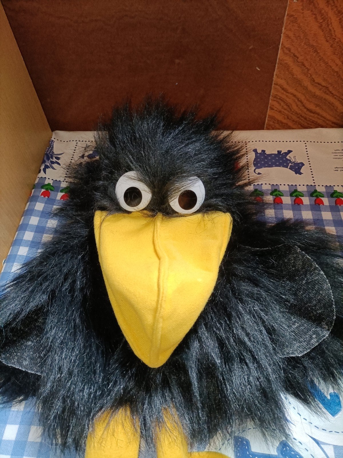 Zwarte kraai handpop vogel L. Dake, Ophalen of Verzenden, Zo goed als nieuw, Overige typen