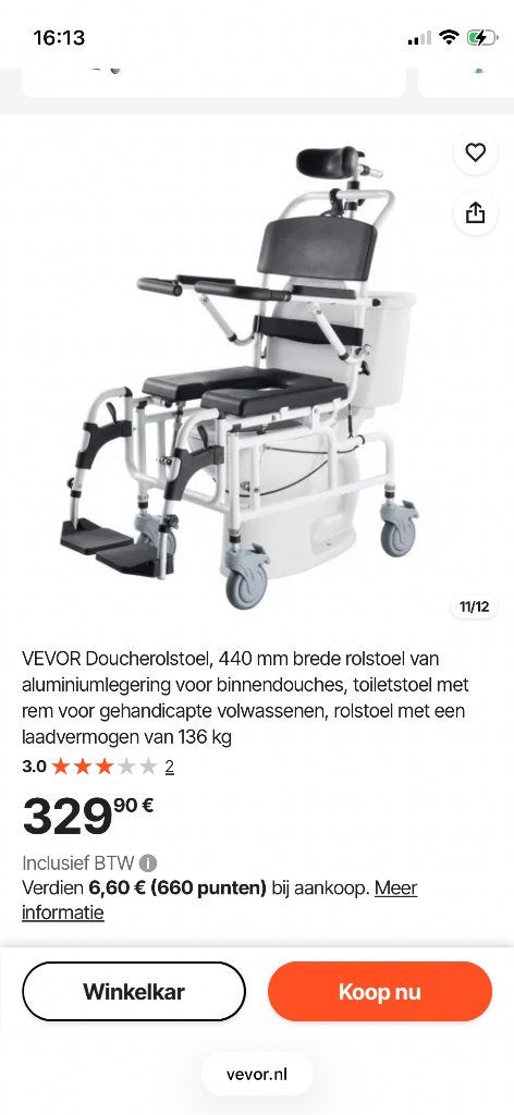 Doucherolstoel, Ophalen, Nieuw, Douche