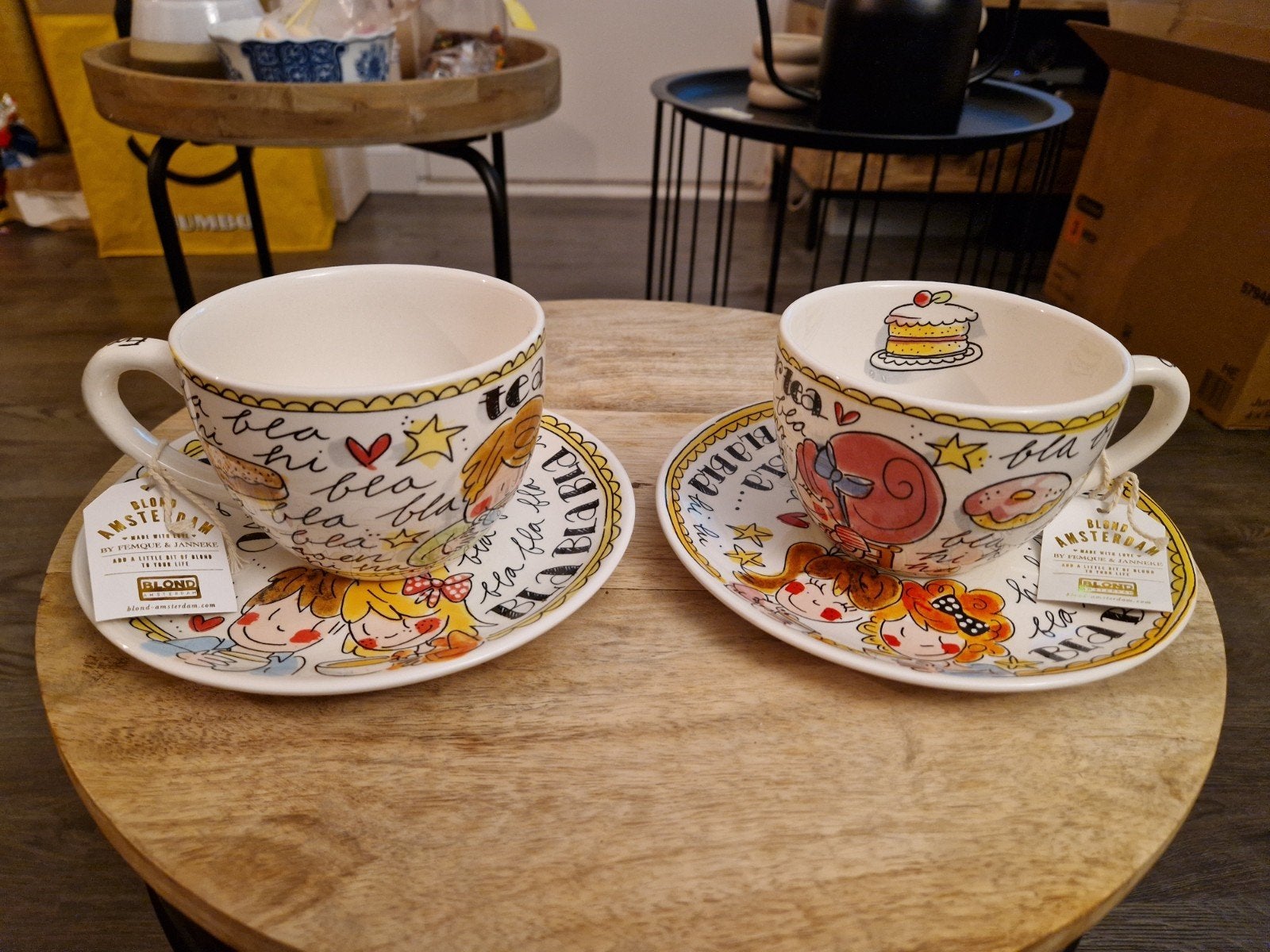 2x Kop en schotel Blond Amsterdam, Huis en Inrichting, Ophalen of Verzenden, Nieuw, Aardewerk, Kop(pen) en/of Schotel(s)